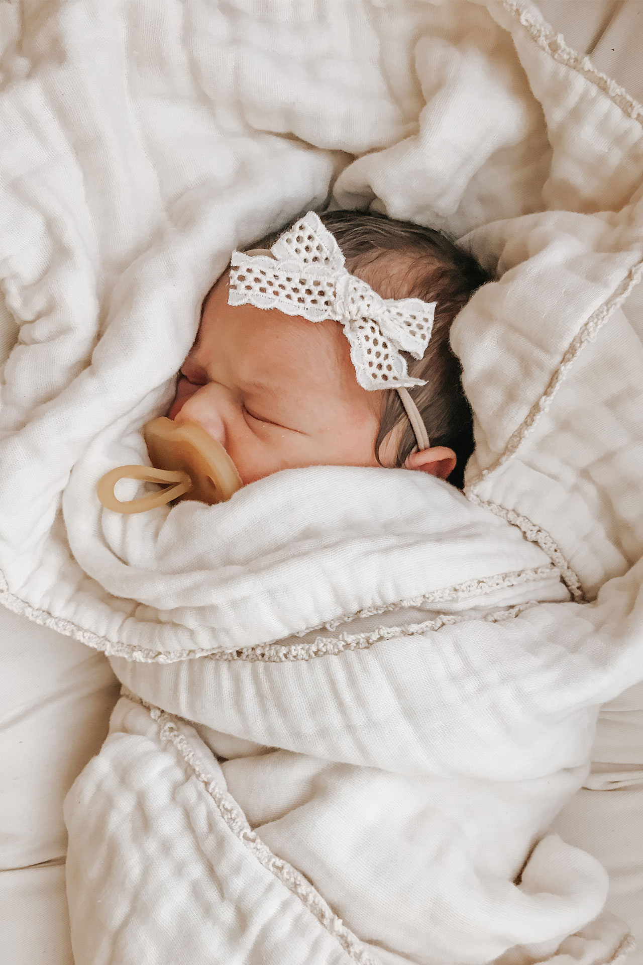 Infant Sleeping in Blanked with Pacifier After Preset
